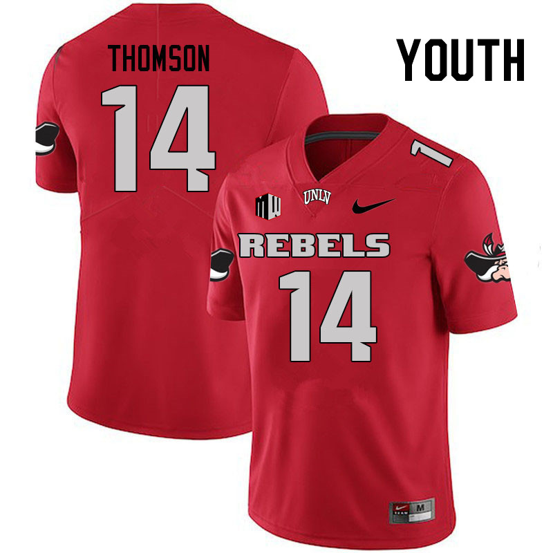 Youth #14 Gavin Thomson UNLV Rebels College Football Jerseys Stitched Sale-Scarlet